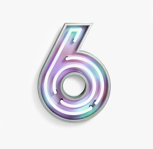 istock Fluorescent Colored Neon Font. Number 6 1145782102
