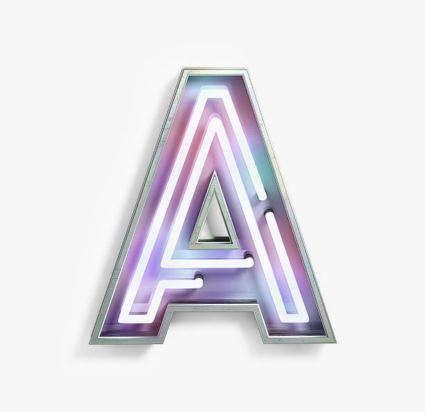 Fluorescent Colored Neon Font. Letter A