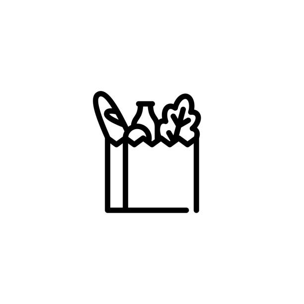 ilustrații de stoc cu vector băcănie food bag icon - supermarket