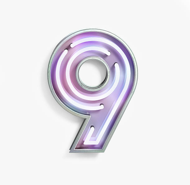 istock Fluorescent Colored Neon Font. Number 9 1145782252
