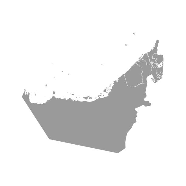 istock Vector isolated simplified illustration with grey silhouette mainland of United Arab Emirates (UAE) and emirates borders with names 1145783110