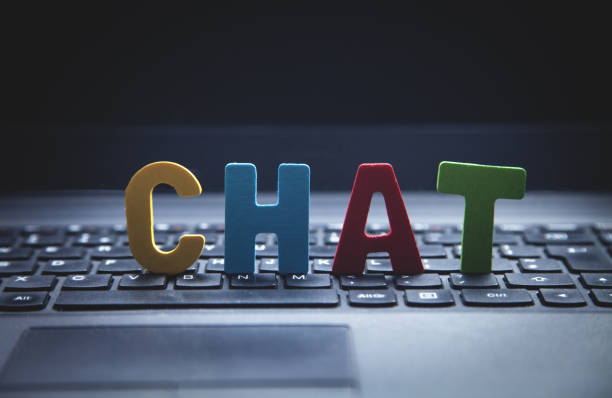 istock Colorful word Chat on laptop keyboard. 1145783284