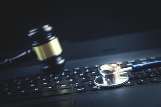 istock Stethoscope on laptop keyboard. Concept of medical technology network 1145783316