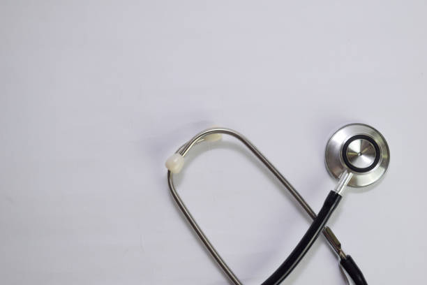 istock Close up Black stethoscope. Healthcare. isolated on white background 1145784331
