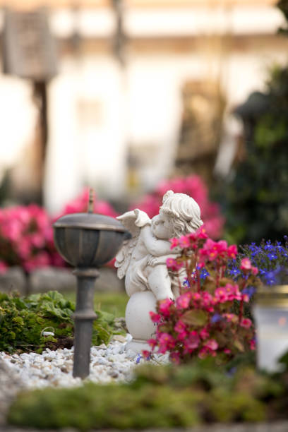 istock Marmoreal white Angel at the cemetery 1145785447