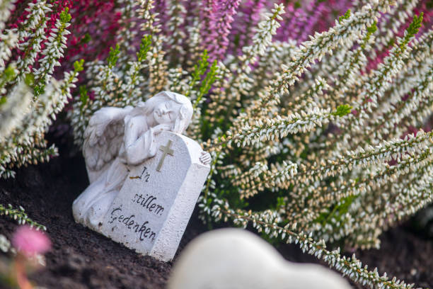 istock Marmoreal white Angel at the cemetery 1145785509