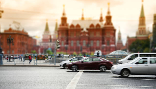 Rush hour in front of Kremlin, Moscow, Russia.