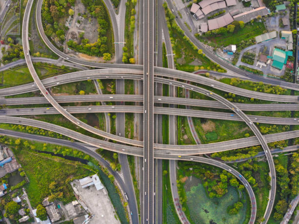 istock Aerial view of Expressway road intersection 1145798196