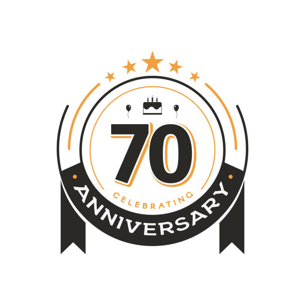 70th Birthday vintage label template anniversary circle retro isolated vector emblem Seventy years old badge on white background 70th Birthday vintage label template anniversary circle retro isolated vector emblem. Seventy years old badge on white background 70th stock illustrations