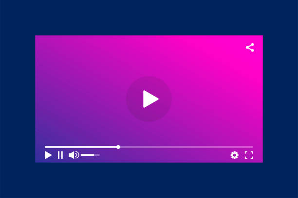 moderní rozhraní videopřehrávač. šablona pro aplikace a webovou technologii. modré pozadí. - domácí videokamera stock ilustrace