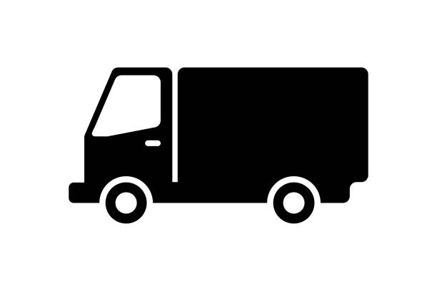 lkw-icon-lieferung isoliert auf weißem hintergrund. schnelle liefertransporte. - delivering freedom shipping truck stock-grafiken, -clipart, -cartoons und -symbole