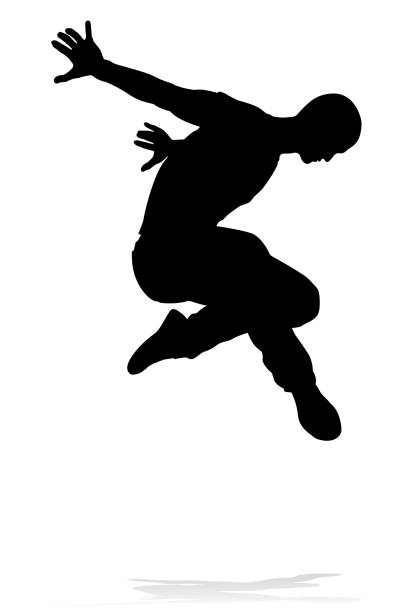 Street Dance Dancer Silhouette A male street dance hip hop dancer in silhouette child art people contemporary stock illustrations