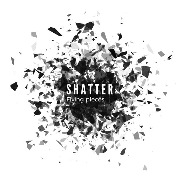 istock Shatter and destruction effect. Abstract cloud of pieces and fragments after explosion. Vector illustration isolated on white background 1145805360