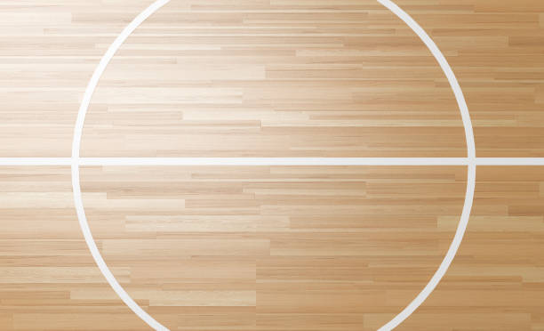 centre de la cour en bois rendu 3d - basketball floor basketball court hardwood floor photos et images de collection