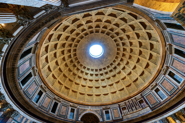panteão de roma italia-interior da abóbada - ancient rome pantheon rome church dome - fotografias e filmes do acervo