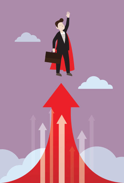 бизнес-лидерство - colored background aspirations success achievement stock illustrations