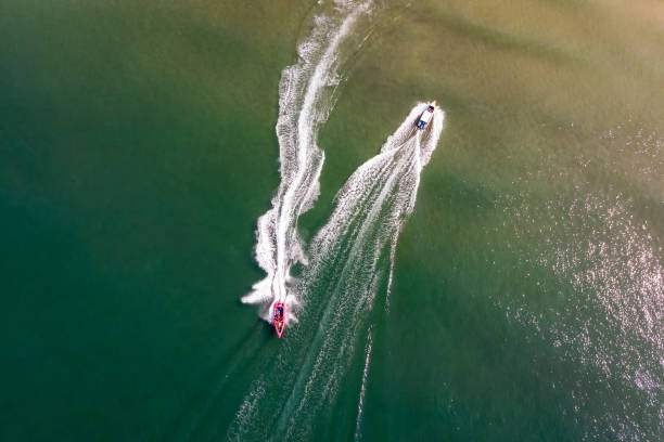 istock Aerial view on the sea and boat 1145806127