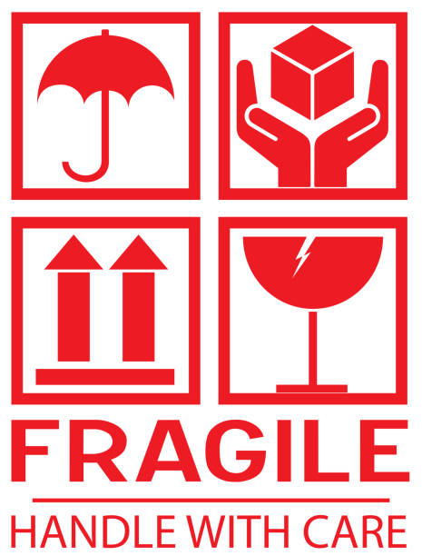 Sticker Fragile Handle With Care This Way Up Donot Step Stock ...