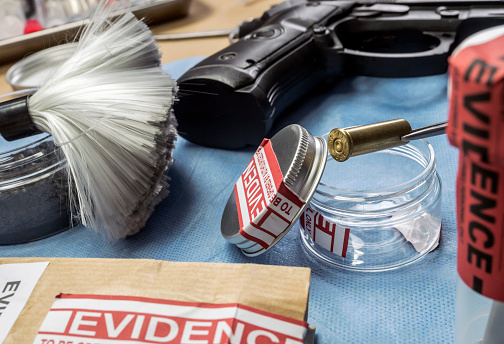 Lab Bullets Criminalistic Laboratory Bullet Shell Analysis Conceptual Image Stock ...