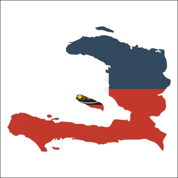 Vector illustration of Haiti high resolution map with national flag.