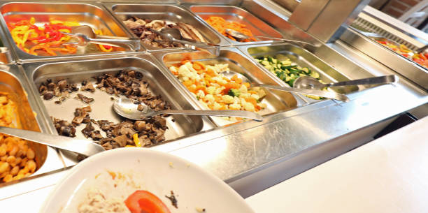 istock self service restaurant with many raw and cooked foods 1145811475