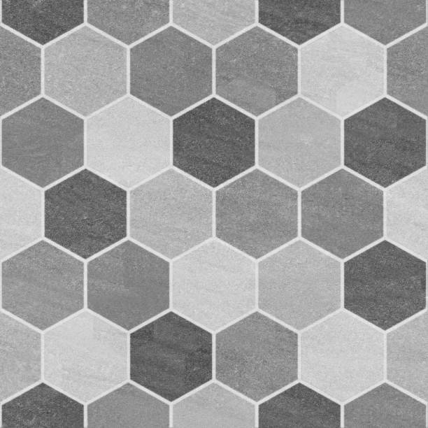 azulejo cerámica digital para suelo - hexagon tile pattern black fotografías e imágenes de stock