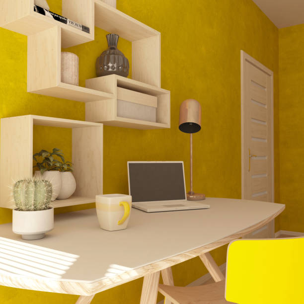 istock 3D Render of a modern home office 1145811880