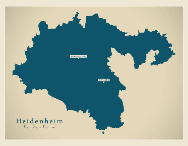 Modern Map - Heidenheim county of Baden Wuerttemberg DE Modern Map - Heidenheim county of Baden Wuerttemberg DE heidenheim stock illustrations