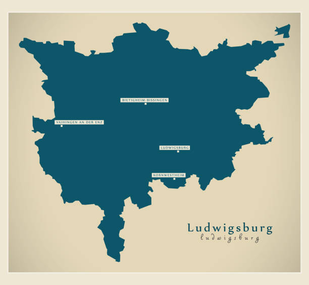nowoczesna mapa - powiat ludwigsburg w badenii wirtembergia de - ludwigsburg stock illustrations