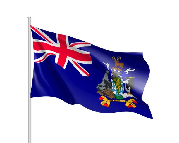 Vector illustration of Waving flag of South Sandwich islands