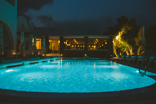 Luxury Holiday Resort With Pool At Evening