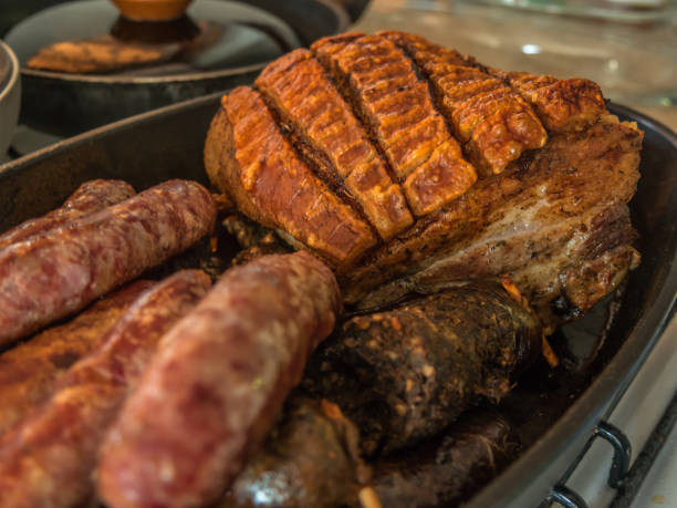 carne arrosto - cooked food variation black pudding foto e immagini stock