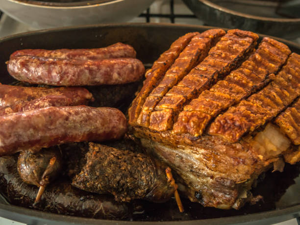 carne arrosto - cooked food variation black pudding foto e immagini stock