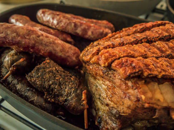 carne arrosto - cooked food variation black pudding foto e immagini stock