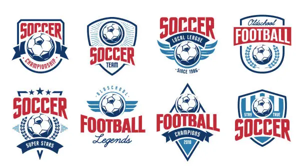 Vector illustration of Soccer Classic Vector Emblems Set