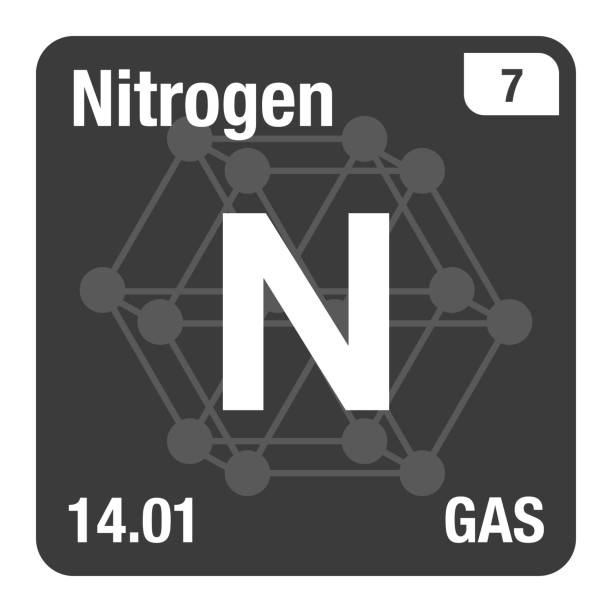 Icon of Nitrogen Periodic Table of Elements with Crystal System Background Vector Icon of Nitrogen Periodic Table of Elements with Crystal System Background nitrogen stock illustrations