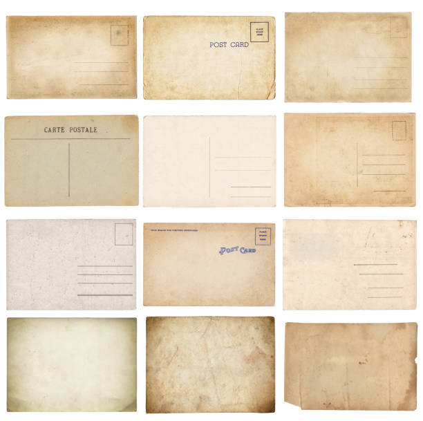 istock Set of various old vintage postcards isolated on white 1145821027