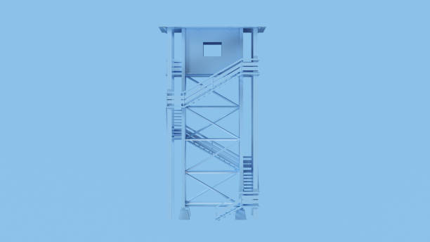 istock Pale Blue Large Watch Tower with Stairs Front View 1145830482