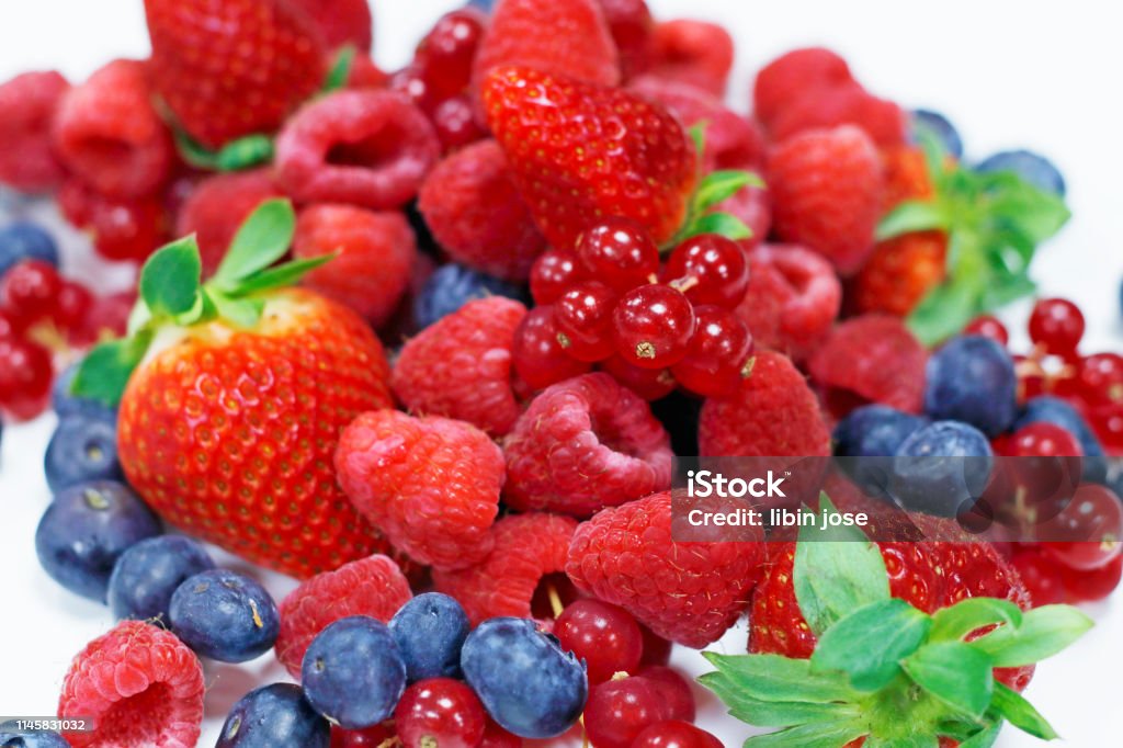 Fresh Berries Example Assorted Fresh Berries With White Background Stock Photo - Download ...