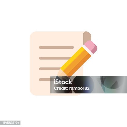 istock Writing Flat Icon. Pixel Perfect. For Mobile and Web. 1145831194