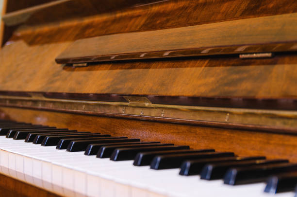 istock Open keys of an old piano closeup 1145831311