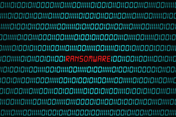 ransomware attack - binary code digital display digitally generated image coding imagens e fotografias de stock