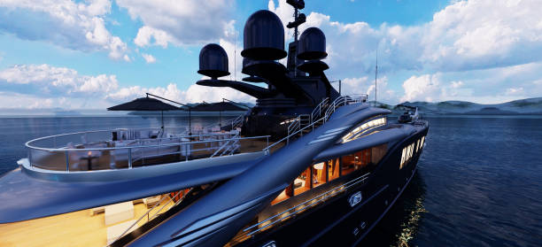 роскошная яхта - swimming pool luxury contemporary deck chair стоковые фото и изображения