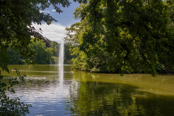 The pond Kahnweiher in the town forest in the district Lindenthal, Germany, Cologne
