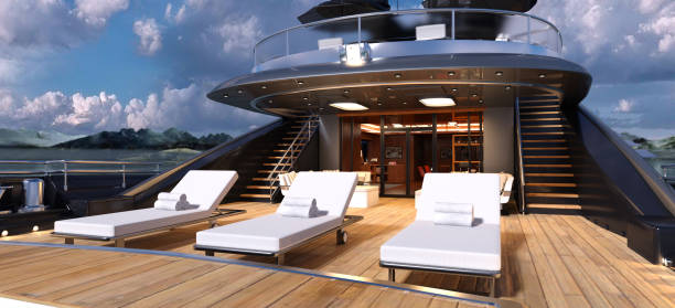 роскошная яхта - swimming pool luxury contemporary deck chair стоковые фото и изображения
