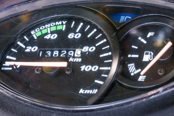 istock Scooter scratched speedometer, closeup. 1145840592