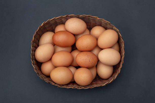 istock A Basket of Hens Eggs from Above on Black 1145843594