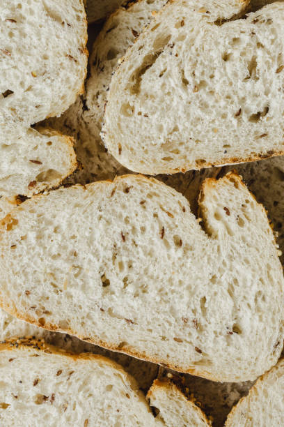 istock Sliced Wheat Bread with Flax Seeds Top View Bread Bakery background Set bread 1145844034