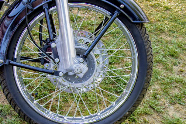 istock Bike front disc brake close up view from right side 1145845386