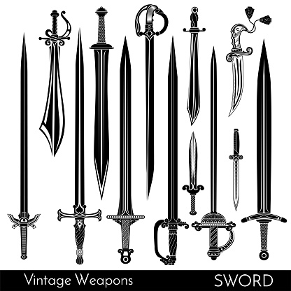 Big Set Of Different Vintage Steel Arms Isolated On White Stock ...